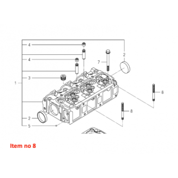 Goujon de culasse Iseki /Isuzu E3CD, E3CE, E3CF, E3CG, E4CG, E262, E269, E374, E383, E393, E3100, E3112, Massey Ferguson, Mitsubishi, 